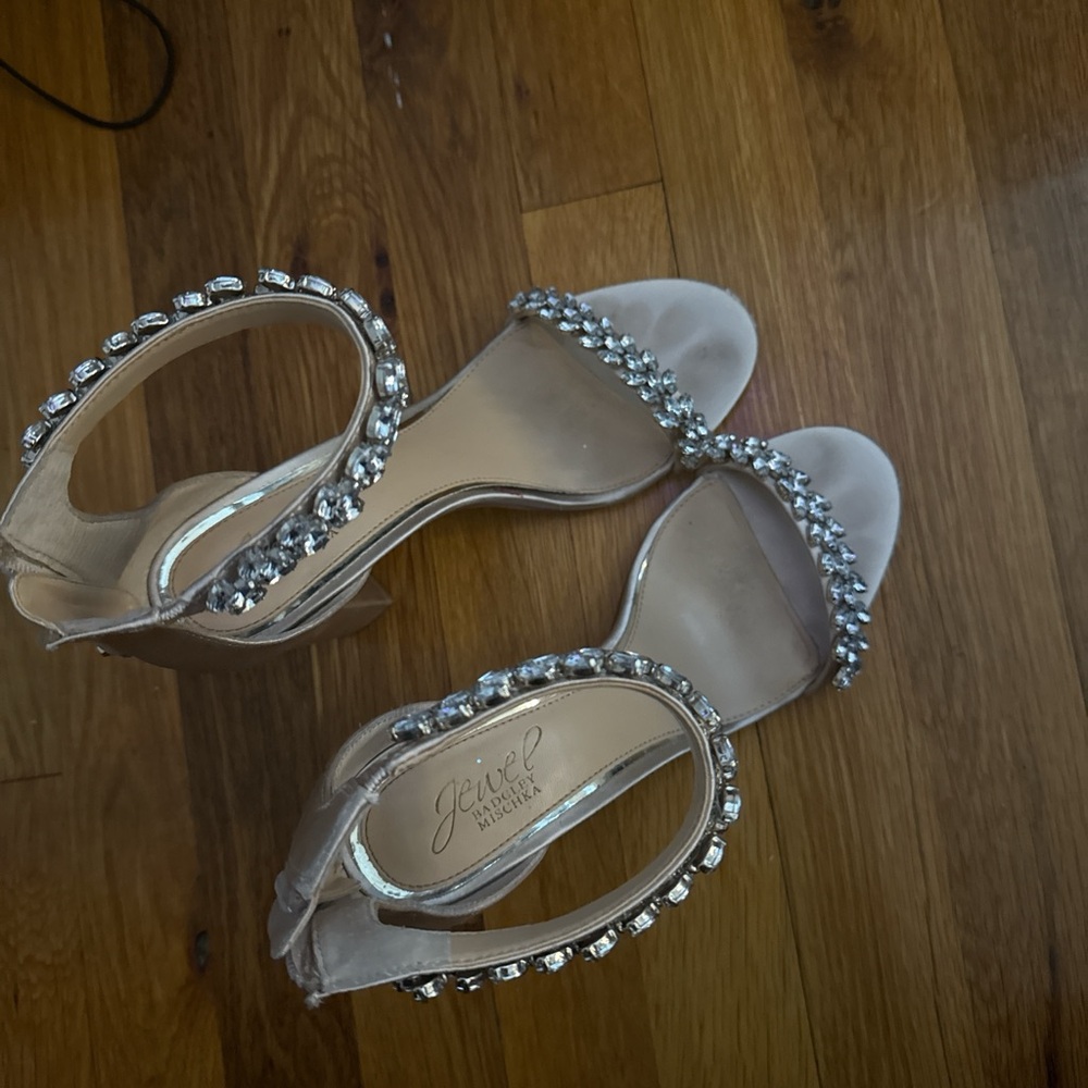 Badgley Mischka Silver Embellished Heels